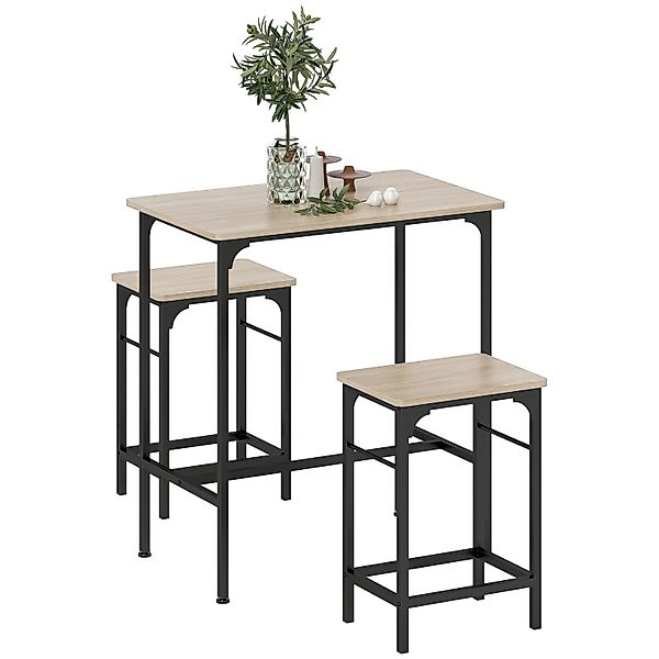HOMCOM Bartisch Set Bartisch mit Barhocker-Set Esstisch für Esszimmer Küche günstig online kaufen