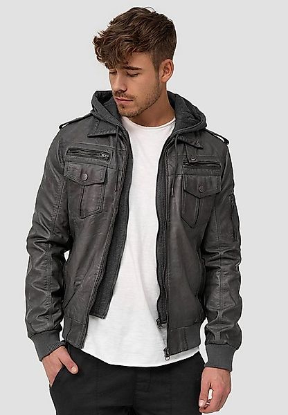 Indicode Lederimitatjacke Herren Aaron Übergangsjacke Herrenjacke mit gerip günstig online kaufen