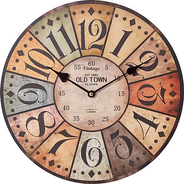 Home affaire Wanduhr "Old Town" (rund, günstig online kaufen