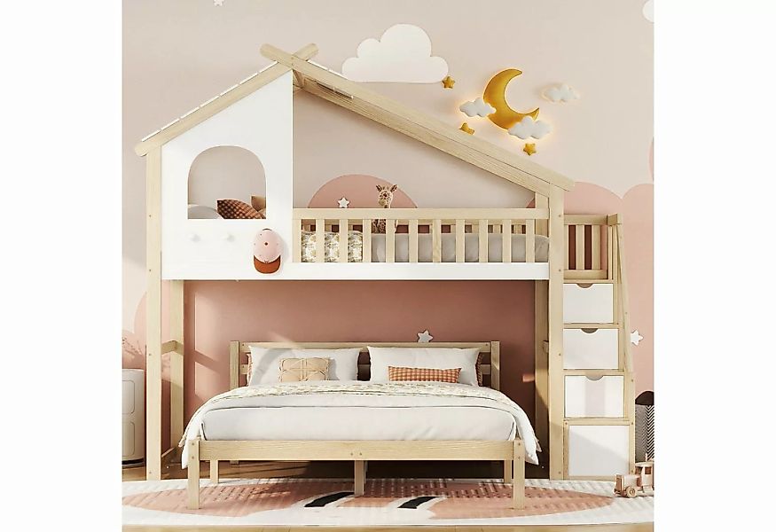 Gotagee Kinderbett Kinderbett 90x200cm Hochbett Stockwerk 140x200cm Hausbet günstig online kaufen