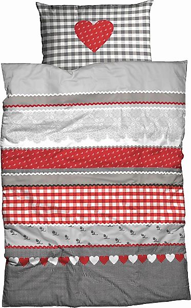 CASATEX Bettwäsche "Herz-Karo" 2 Stk. tlg. niedlichem Herz-Karo Design günstig online kaufen