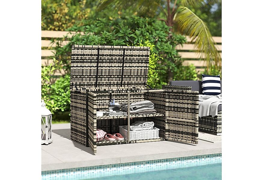 Outsunny Gartenbox 350L, mit Deckel, Hebestangen, Tragegriffe, UV-beständig günstig online kaufen