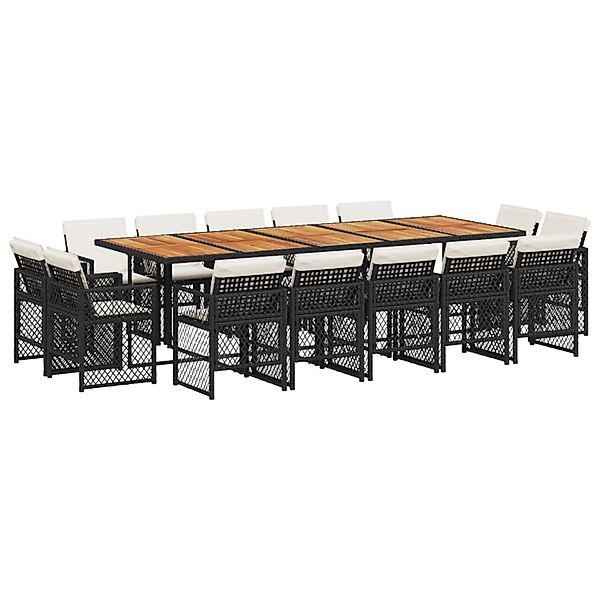 vidaXL 15-Tlg Garten-Essgruppe mit Kissen Schwarz Poly Rattan 3210879 günstig online kaufen