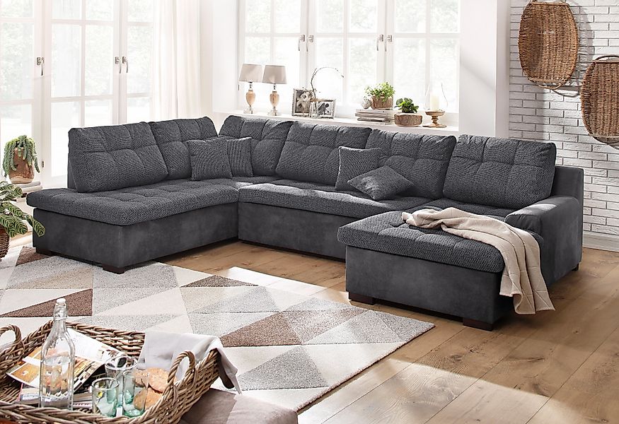 Home affaire Wohnlandschaft "Föhr U-Form", wahlweise mit Bettfunktion günstig online kaufen