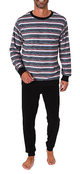 Normann Pyjama Herren Frottee Schlafanzug lang, Pyjama mit feinem Ringel-Mu günstig online kaufen