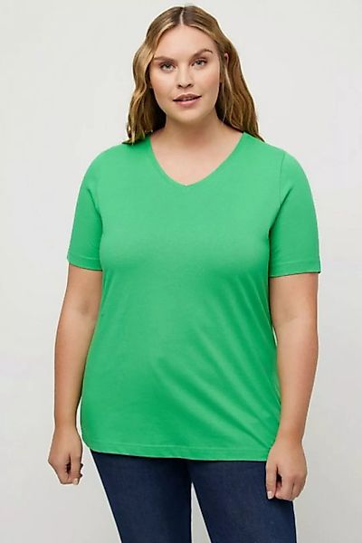 Ulla Popken Rundhalsshirt T-Shirt V-Ausschnitt Halbarm günstig online kaufen