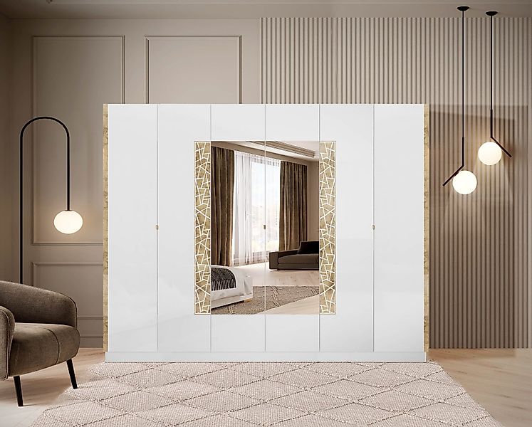 Interdesign24 Schlafzimmer-Set Stella, (6-Teilig, in Weiß/Gold günstig online kaufen