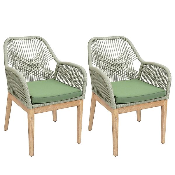 MCW Gartenstuhl H56b 2er-Set Grün Kissen Grün günstig online kaufen