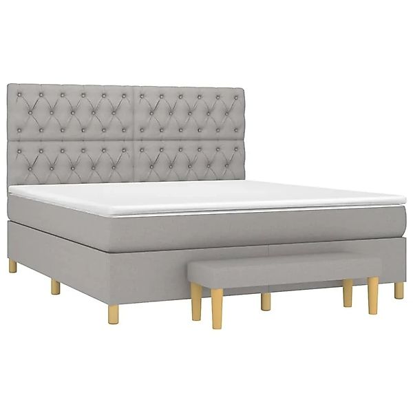 vidaXL Boxspringbett mit Matratze Hellgrau 160x200 cm Stoff 3137405 günstig online kaufen