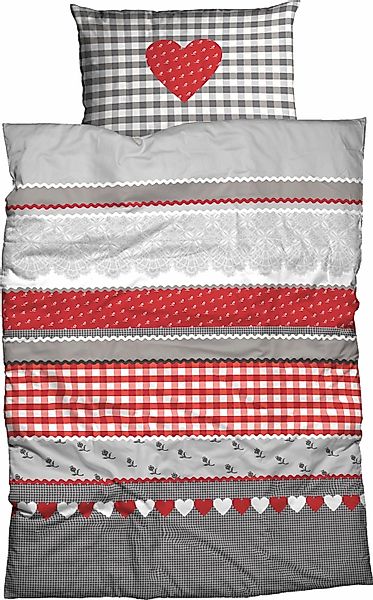 CASATEX Bettwäsche "Herz-Karo" 2 Stk. tlg. niedlichem Herz-Karo Design günstig online kaufen