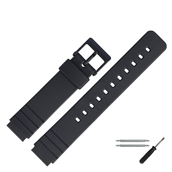 MARBURGER Uhrenarmband 19mm Kunststoff PVC Schwarz günstig online kaufen