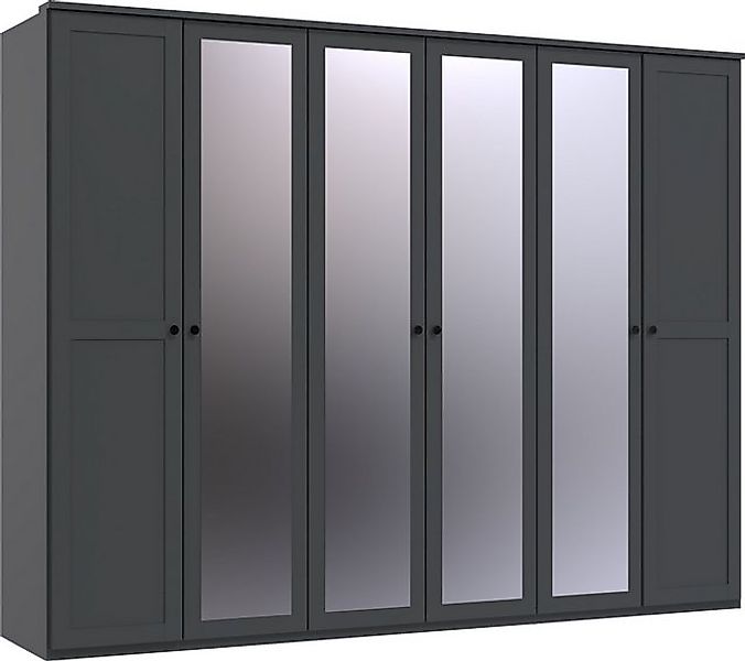 freiraum Drehtürenschrank Chalet 6 Türen, 3 Böden, 3 Stangen, Spiegel / Gra günstig online kaufen