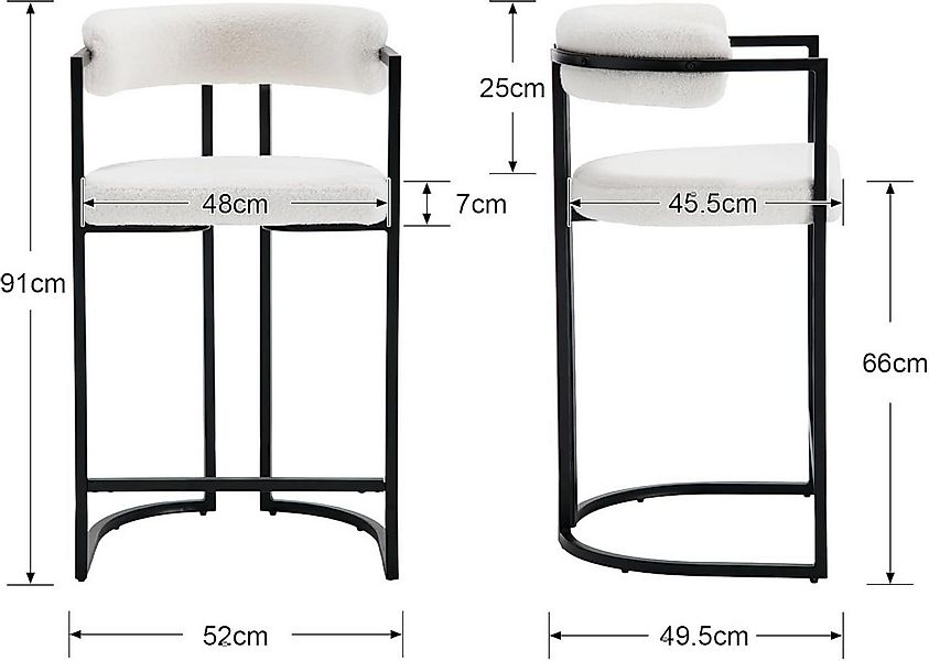 WAHSON OFFICE CHAIRS Barhocker 2er Set, Samt Küchenhocker Barstühle mit sch günstig online kaufen