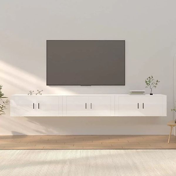Vidaxl Tv-wandschränke 3 Stk. Hochglanz-weiß 100x34,5x40 Cm günstig online kaufen