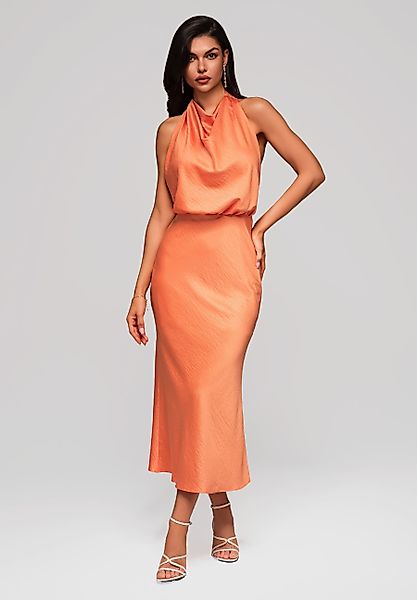 OMBRE Abendkleid Midi-Halterkleid mit Wasserfall-Ausschnitt günstig online kaufen