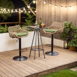 LVHOM Barhocker Rattan 360° drehbar Bistrostuhl/Barstuhl/Drehstuhl/Besucher günstig online kaufen