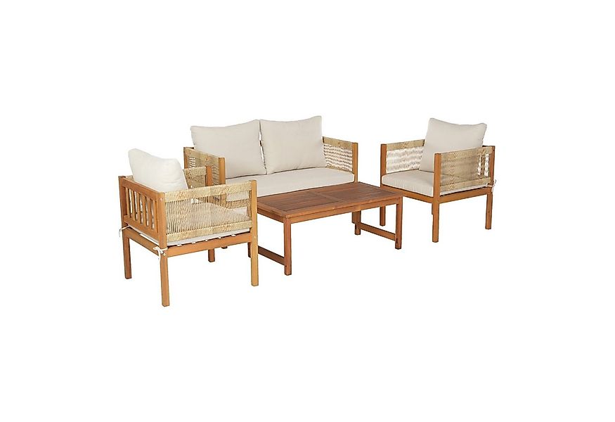casa.pro Gartenlounge-Set, (4-tlg., 1 Tisch, 2 Stühle, 1 Sitzbank inkl. Kis günstig online kaufen