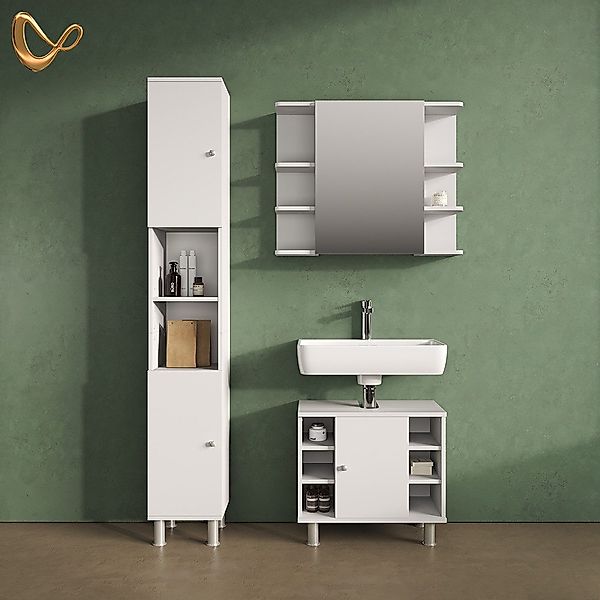 Livinity® Waschbeckenunterschrank Fucino, Weiß/Weiß, 60 x günstig online kaufen