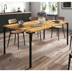 Hochwertiger Esstisch aus Wildeiche Massivholz und Stahl Skandi Design günstig online kaufen