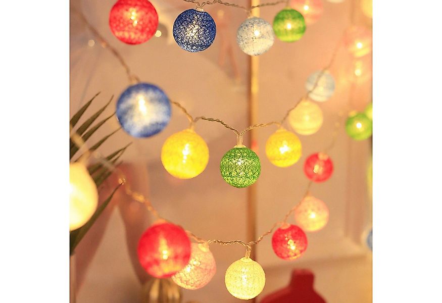 MUPOO LED-Lichterkette Wattebällchen Lichterkette Batteriebetrieben LED-Fes günstig online kaufen