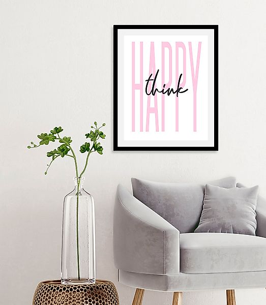 queence Bild »think happy« Humor   Motivationsbilder   Schriftzug   Schrift günstig online kaufen