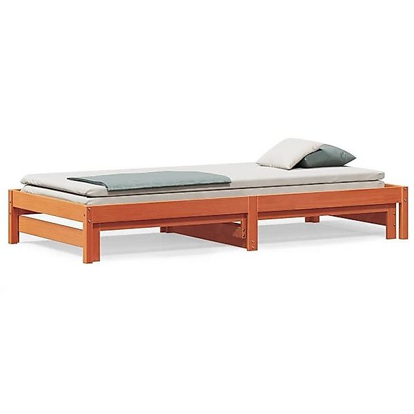 vidaXL Bett, Tagesbett Ausziehbar Wachsbraun 90x190 cm Massivholz Kiefer günstig online kaufen