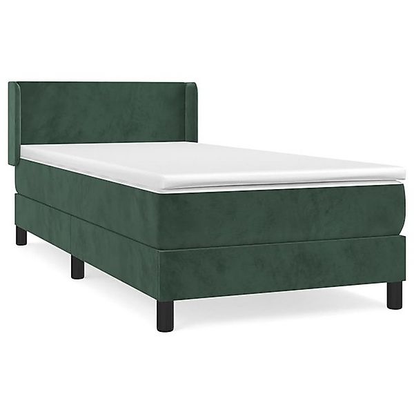 vidaXL Boxspringbett, Boxbett mit Matratze Dunkelgrün 90x200 cm Samt günstig online kaufen