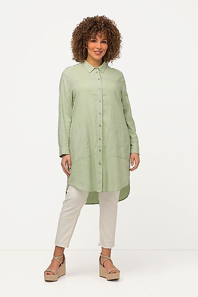 Ulla Popken Hemdbluse Longbluse Leinenmix Streifenband günstig online kaufen