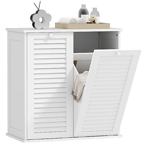HOMCOM Wäscheschrank mit 2 Wäschekörben MDF Weiß 70L x 38B x 73H cm günstig online kaufen