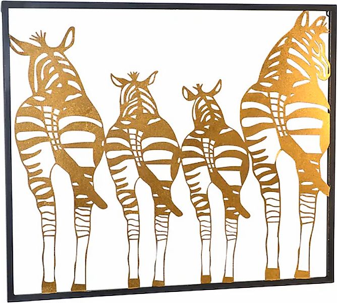 HOFMANN LIVING AND MORE Wanddekoobjekt »Wanddekoration« Zebra-Familie in go günstig online kaufen