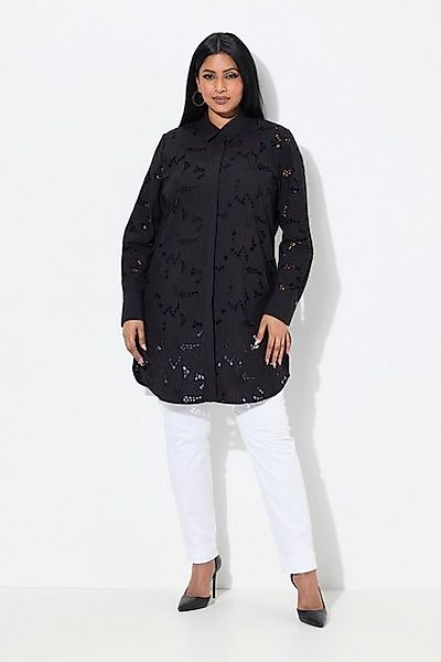 Ulla Popken Longbluse Longbluse Lochspitze Hemdkragen günstig online kaufen
