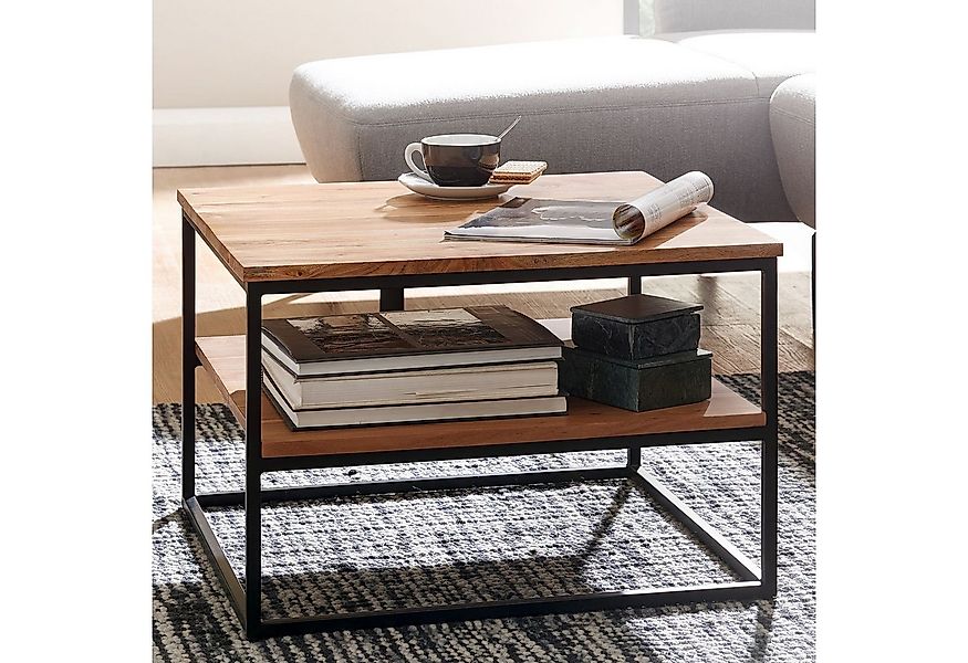 FINEBUY Couchtisch Couchtisch quadratisch 60cm Akazie Massivholz Wohnzimmer günstig online kaufen