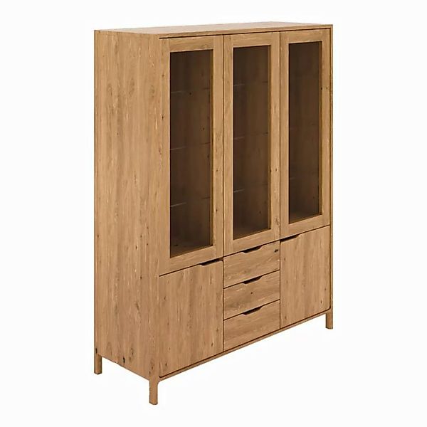 Lomadox Vitrine THORNBURY-165 Vitrinenschrank, Wildeiche massiv geölt, mont günstig online kaufen