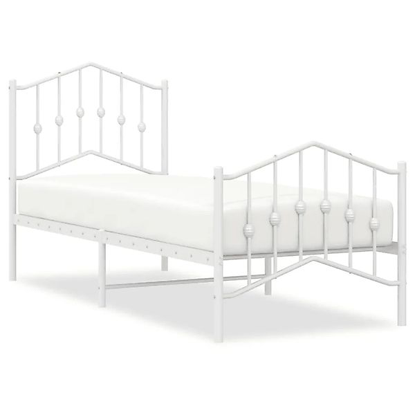 vidaXL Bett Bettgestell mit Kopf- und Fußteil Metall Weiß 75x190 cm günstig online kaufen