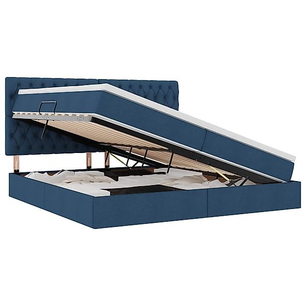 vidaXL Stauraumbett mit Matratze Blau 200 x 200 cm Kunstleder 3371870 günstig online kaufen