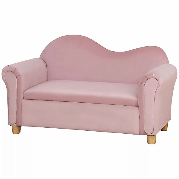 HOMCOM Kindersofa Stauraum Rosa Vlies Zweisitzer 3-5 Jahre 84x41,5x48,5cm günstig online kaufen