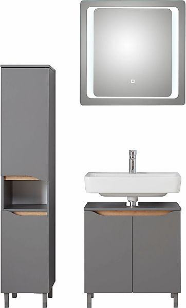 Saphir Badmöbel-Set "Quickset 3-teilig, Waschbeckenunterschrank mit LED-Spi günstig online kaufen