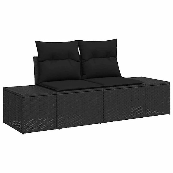 vidaXL Gartensofa mit Kissen Schwarz 184 x 62 x 69 cm Poly-Rattan 42006811 günstig online kaufen