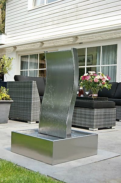 Ubbink Gartenbrunnen "GENOVA in Wellenform aus gebürstetem Edelstahl" günstig online kaufen