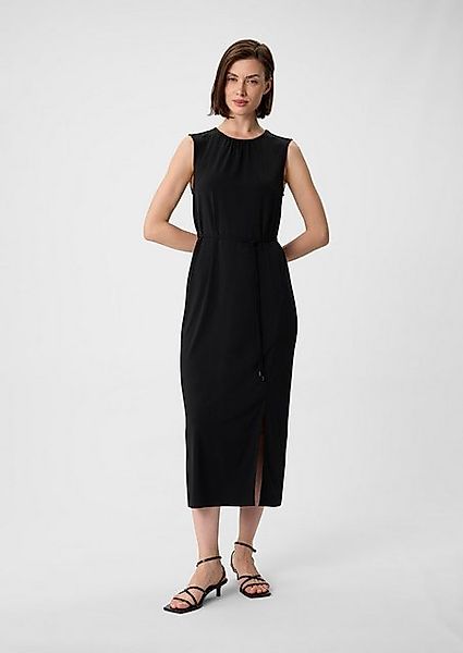 Comma Maxikleid Midi-Kleid mit Schlitz und Textilgürtel günstig online kaufen