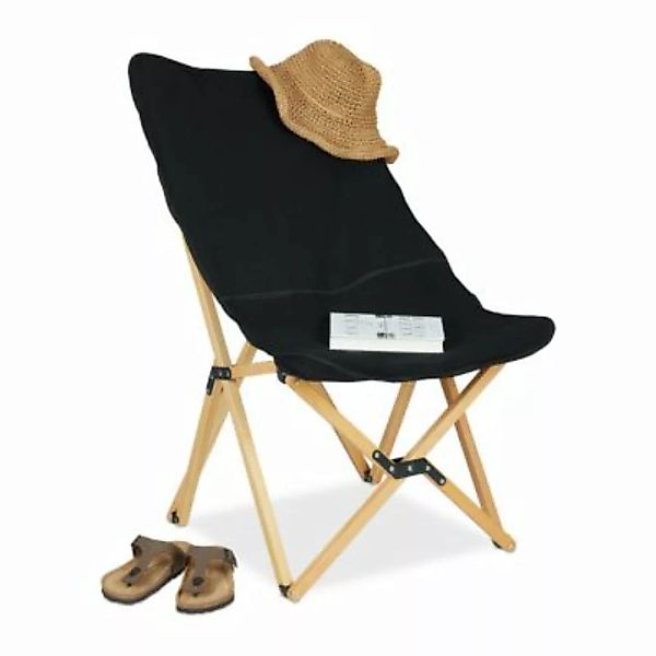 relaxdays Klappbarer Liegestuhl in Schwarz schwarz günstig online kaufen