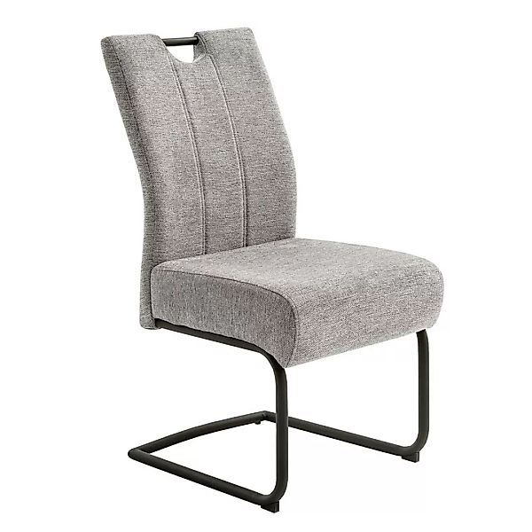Freischwinger Stühle mit hoher Lehne Grau Chenillegewebe (2er Set) günstig online kaufen