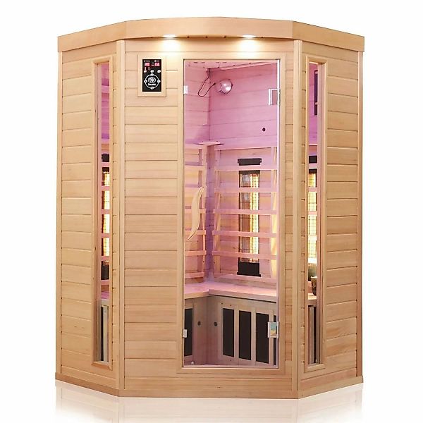 Dewello Infrarotkabine Sauna Lakefield 3 120cm x 120cm 2 Personen Vollspekt günstig online kaufen