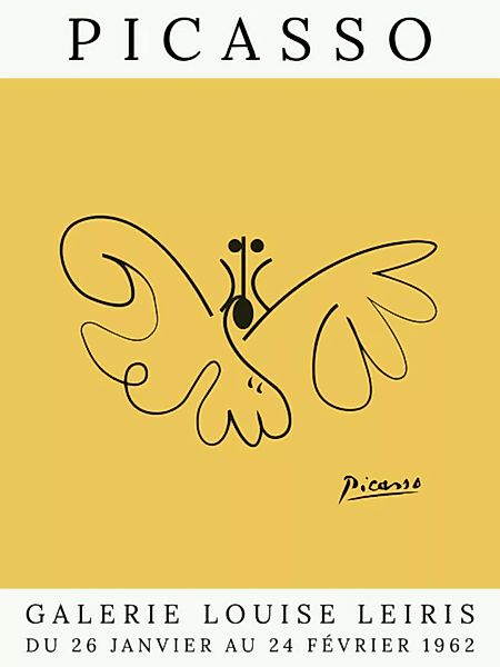 Poster / Leinwandbild - Picasso Schmetterling – Gelb günstig online kaufen