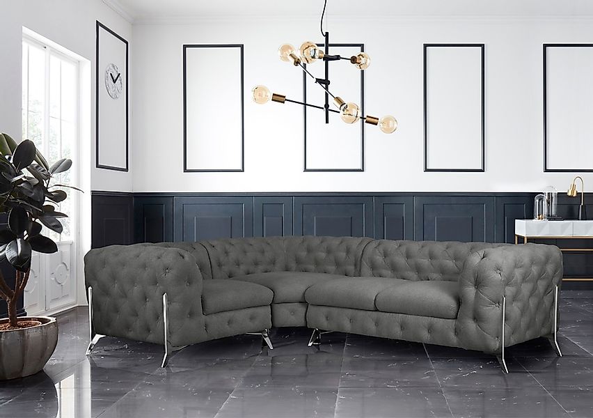 Home affaire Chesterfield-Sofa "Amaury L-Form" moderne Chersterfield-Optik, günstig online kaufen