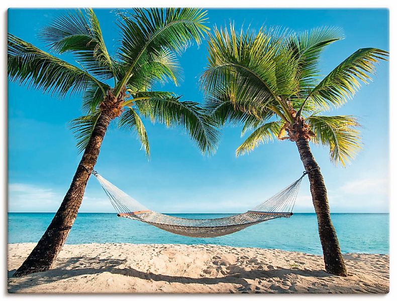 Artland Leinwandbild "Palmenstrand Karibik mit Hängematte" Amerika 1 Stk. t günstig online kaufen