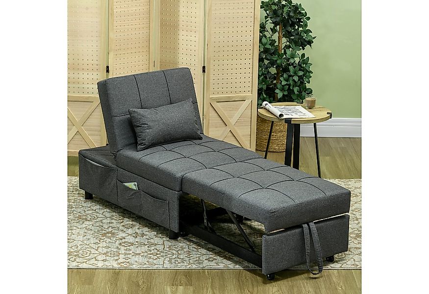 HOMCOM Sessel 3 in 1 Klappsessel mit Seitentasche (Schlafsessel, 1-St., Bet günstig online kaufen