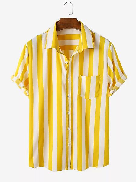 Männer Vier Farben Kurzarm Casual Striped Designer Shirts günstig online kaufen