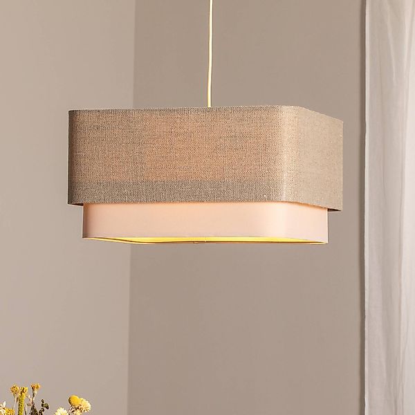 Hängeleuchte Kwadro Duo, creme/beige, 50x50cm, Leinen günstig online kaufen
