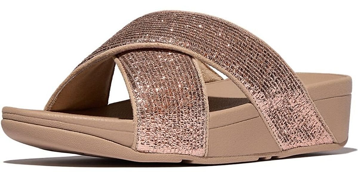 Fitflop Lulu Crinkled-Shimmer Cross Slides Sandale günstig online kaufen